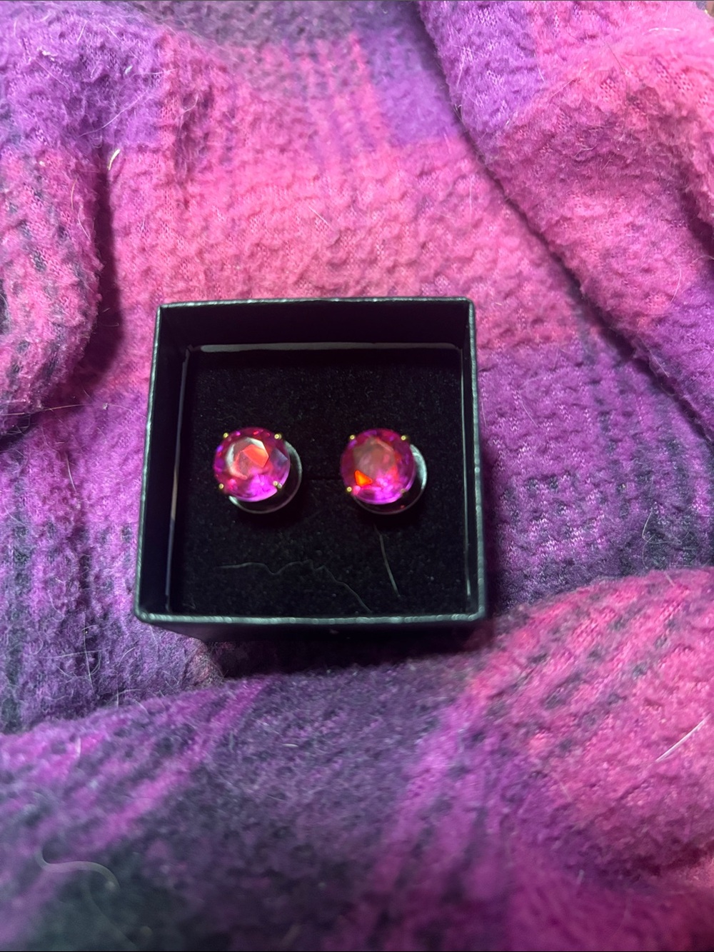 kate spade Hot Pink Crystal Stud Earrings